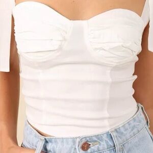 Petal & Pup White Corset Ribbon Top